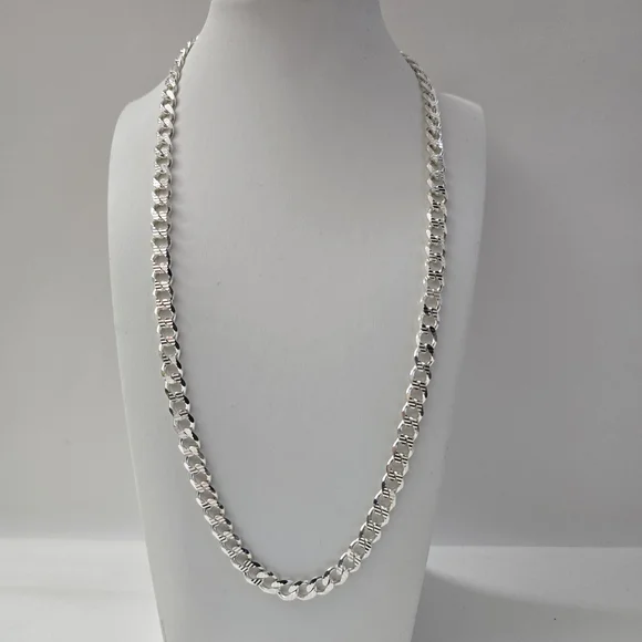 6.77 mm Sterling Silver 925 Cuban link Chain Necklace